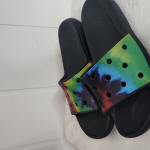 Crocs. Rainbow 🌈 slip-on on Slides/ sandals Size 7